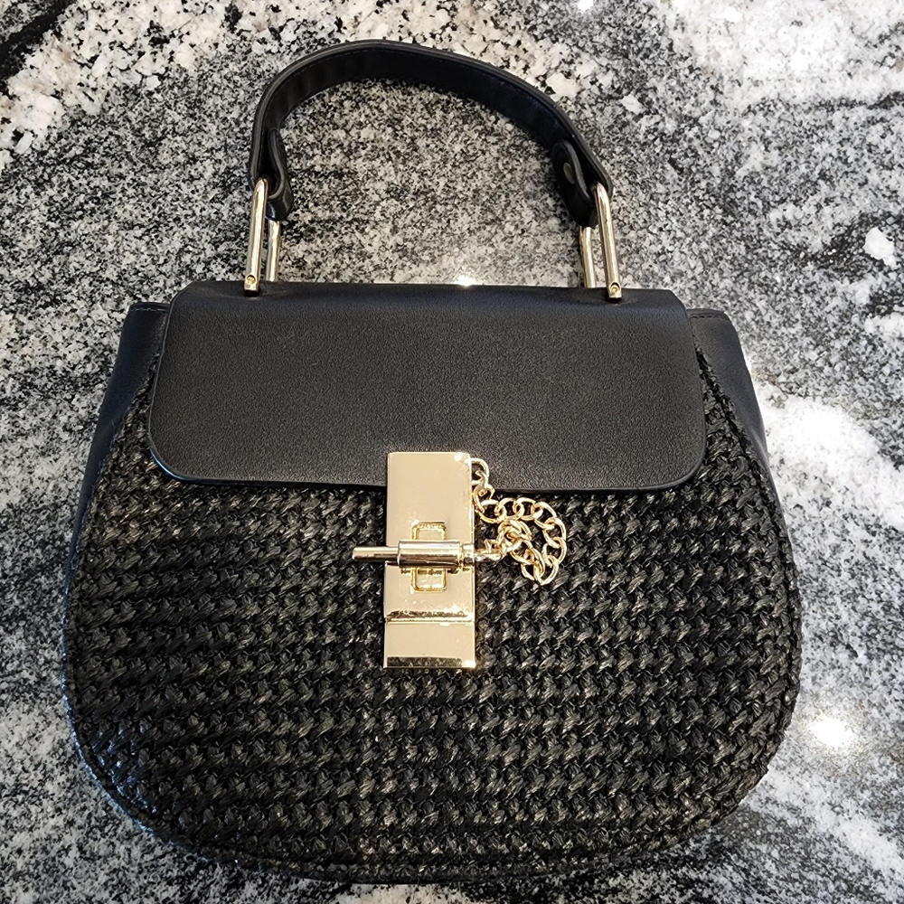 New Gorran Leather Crossbody or Handheld Bag Mini Weaved Front Classic - Picture 10 of 12